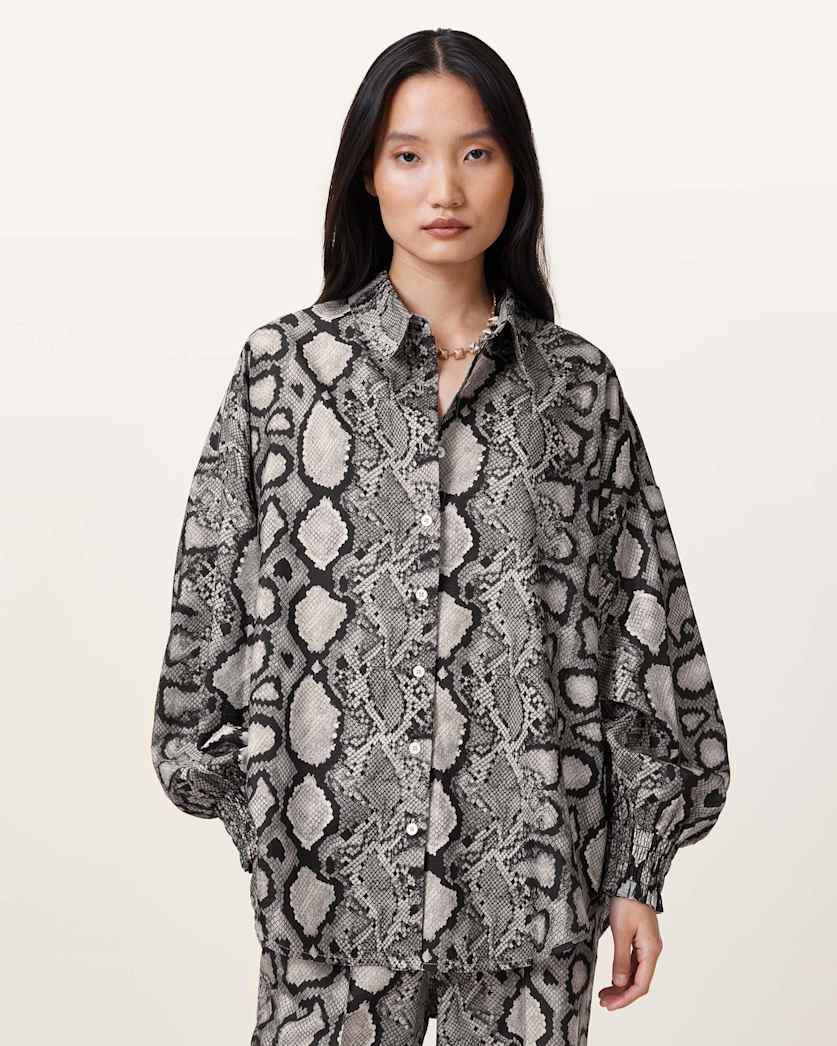 Charli Snake Print Long Sleeve Shirt by ALLSAINTS