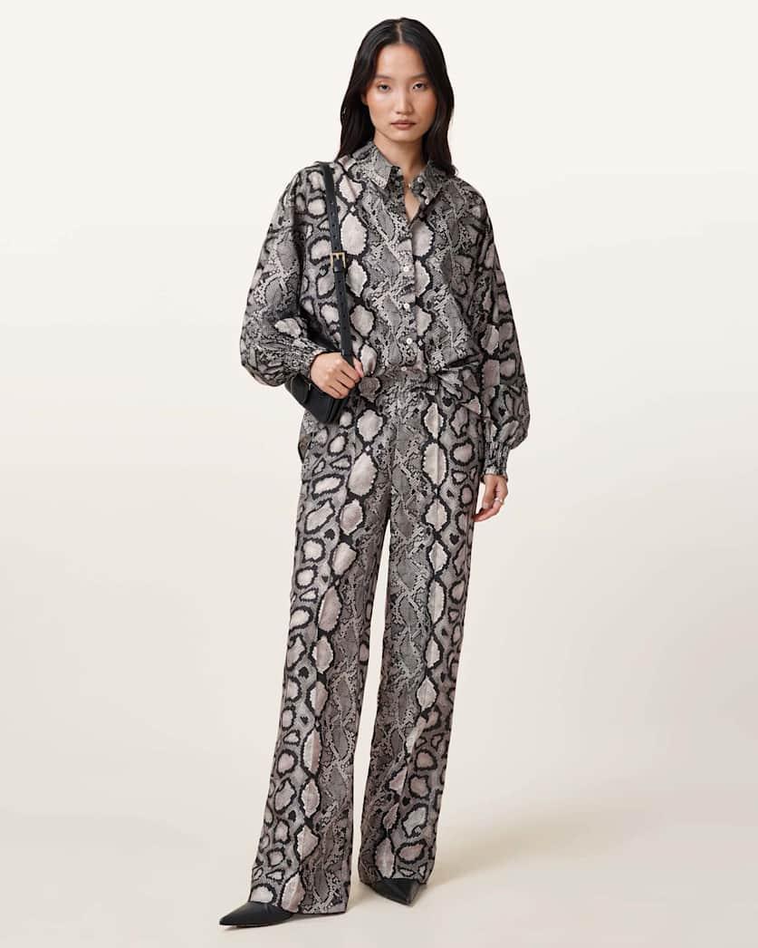 Charli Wide Leg Snake Print Trousers by ALLSAINTS
