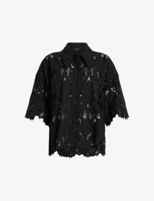 Charli lace-embroidered short-sleeve woven shirt by ALLSAINTS