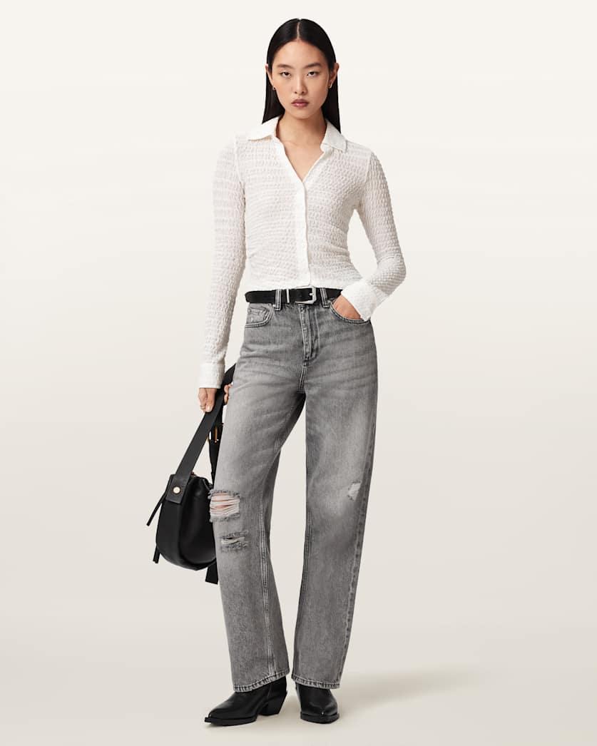 Connie Cotton Blend Slim Shirt by ALLSAINTS