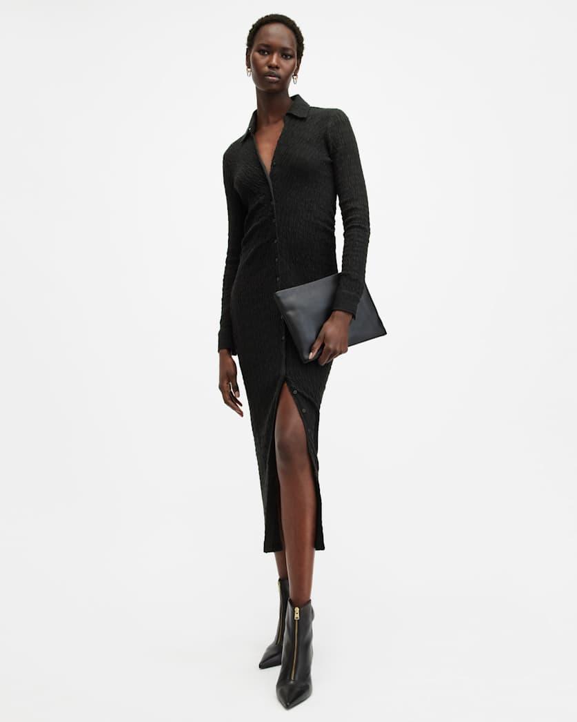 Connie Slim Fit Textured Midi Dress by ALLSAINTS