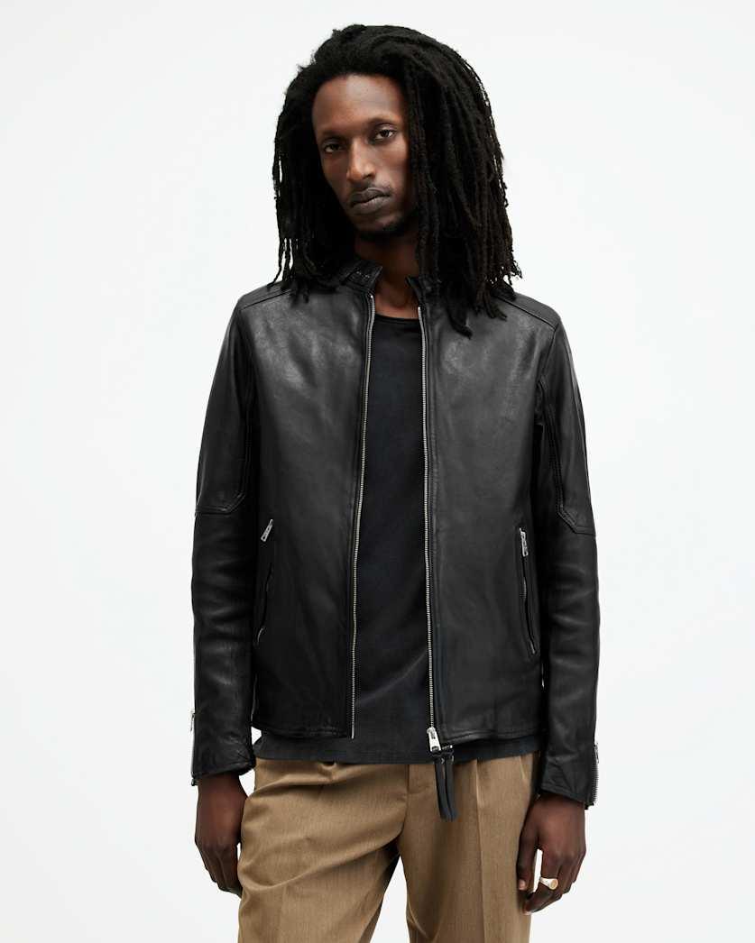 Cora Leather Snap Back Collar Jacket by ALLSAINTS