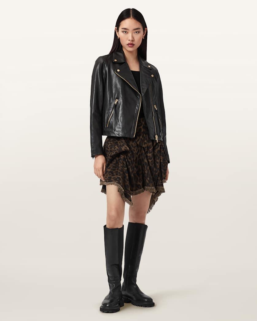 Crissy Leopard Print Denim Mini Skirt by ALLSAINTS