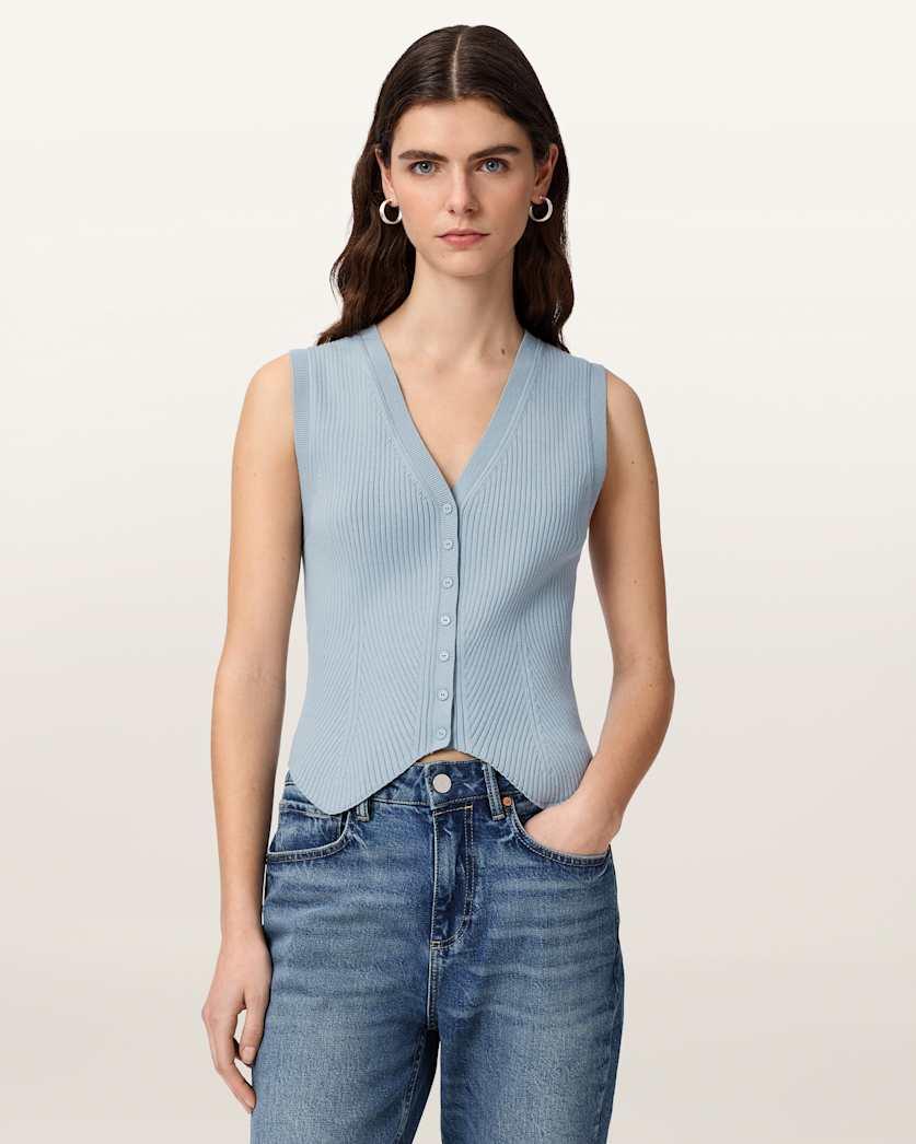 Cruz Ribbed Knitted Waistcoat by ALLSAINTS