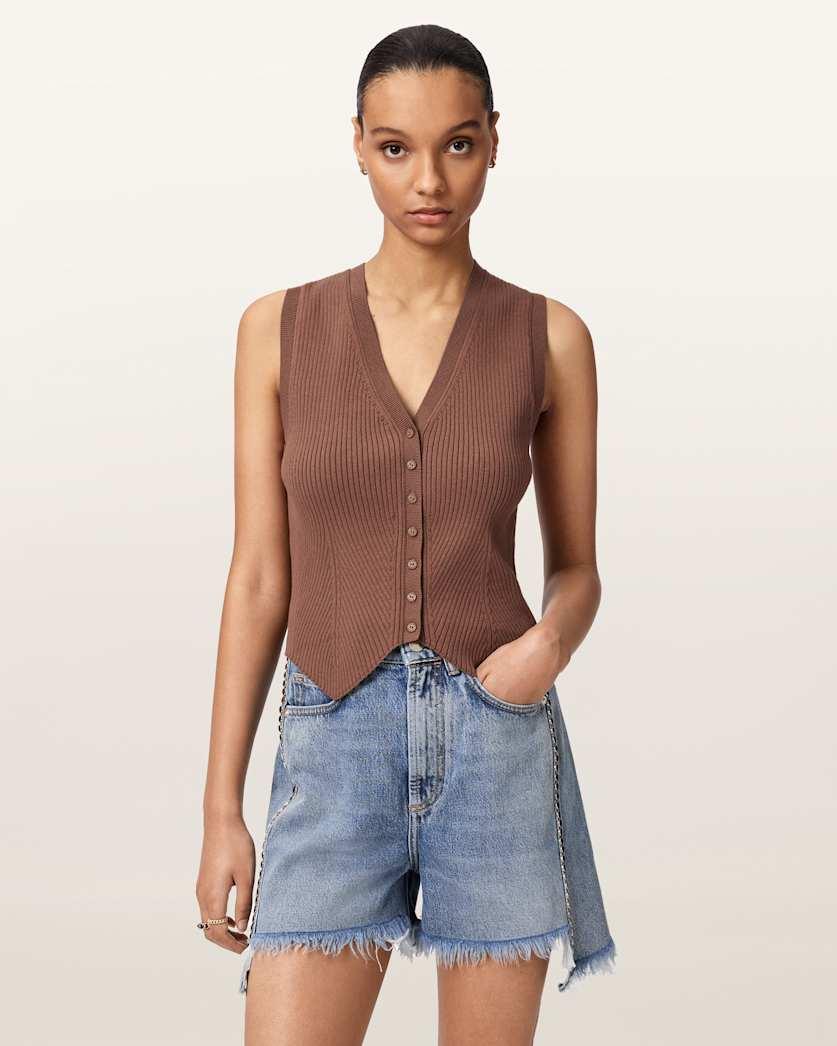 Cruz Ribbed Knitted Waistcoat by ALLSAINTS