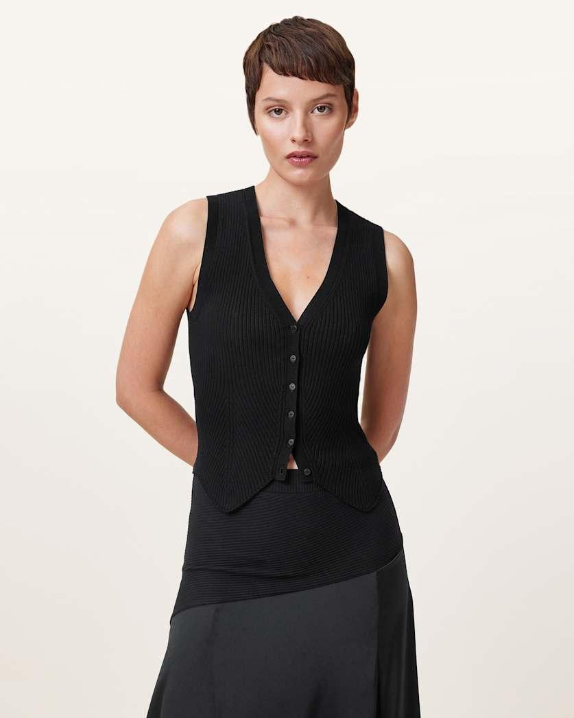Cruz Ribbed Knitted Waistcoat by ALLSAINTS
