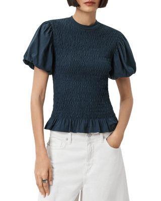 Dael Peplum Puff Sleeve Top by ALLSAINTS