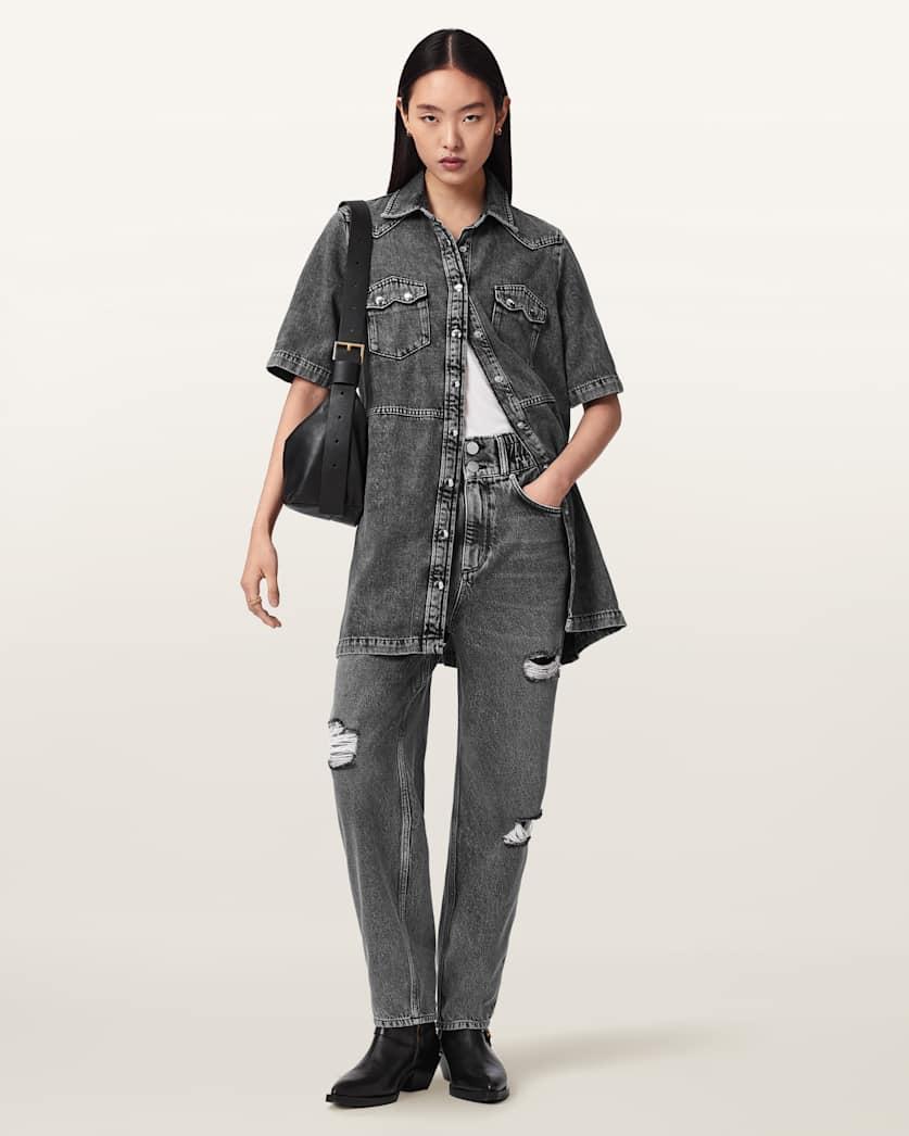 Daisy Tapered Leg Distressed Denim Jeans by ALLSAINTS