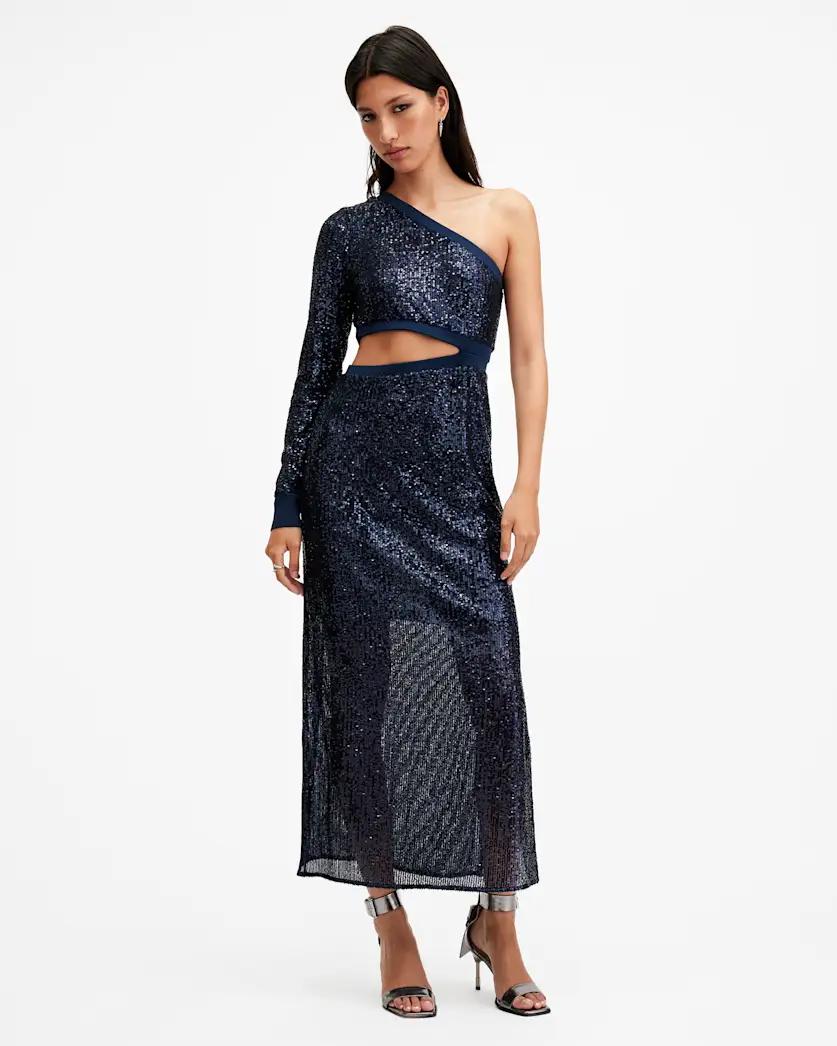Daisy Topaz Sequin Cut Out Maxi Dress by ALLSAINTS