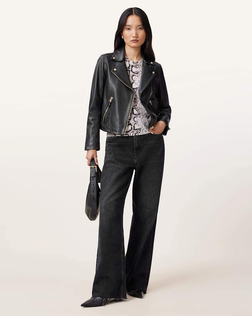 Dalby Slim Fit Leather Biker Jacket by ALLSAINTS
