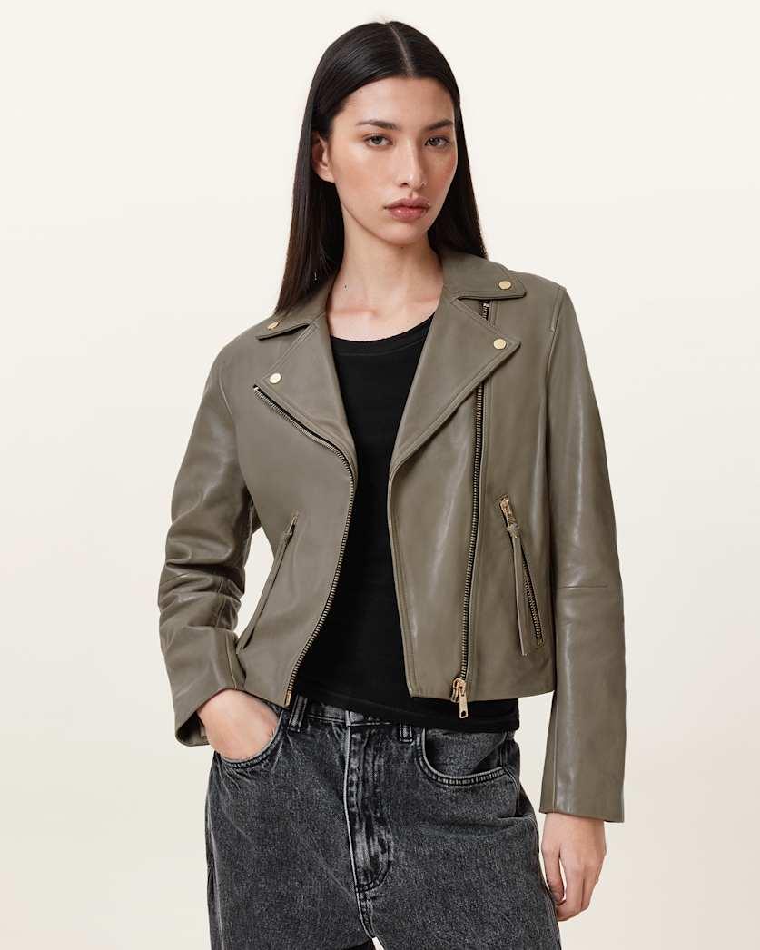 Dalby Slim Fit Leather Biker Jacket by ALLSAINTS