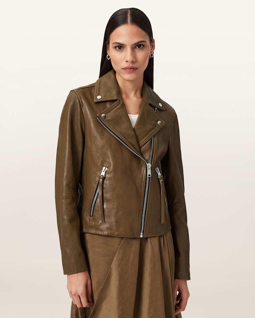 Dalby Slim Fit Leather Biker Jacket by ALLSAINTS