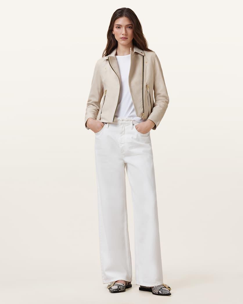 Dalby Slim Fit Leather Biker Jacket by ALLSAINTS