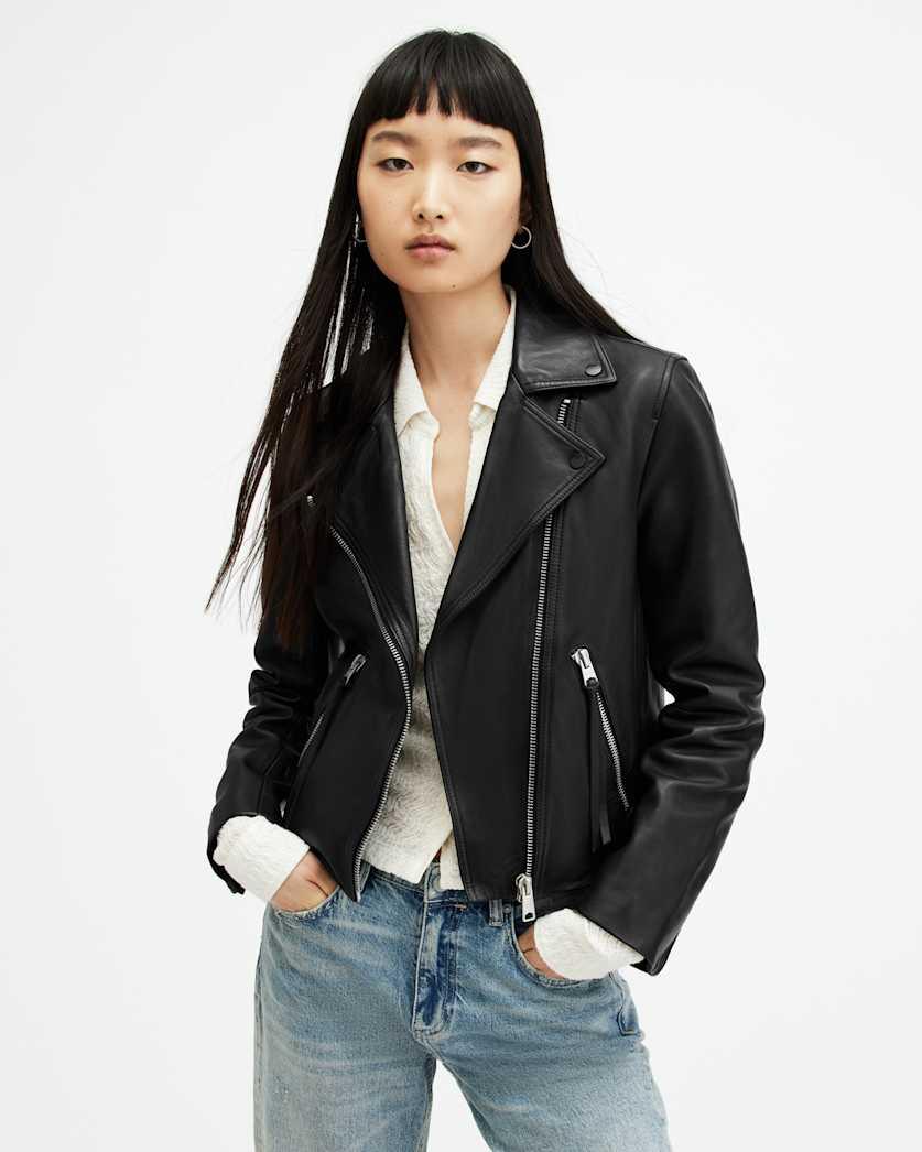 Dalby Slim Fit Leather Biker Jacket by ALLSAINTS