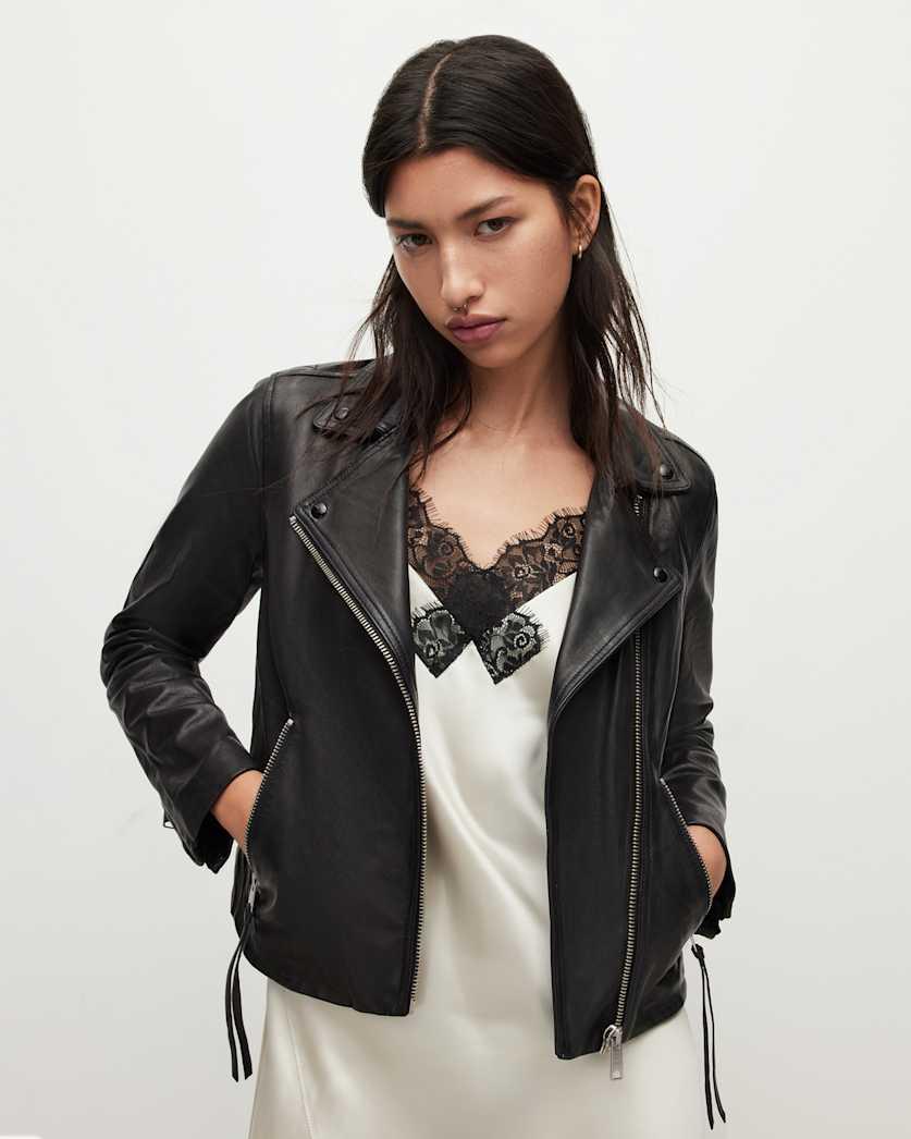 Dalby Slim Fit Leather Biker Jacket by ALLSAINTS