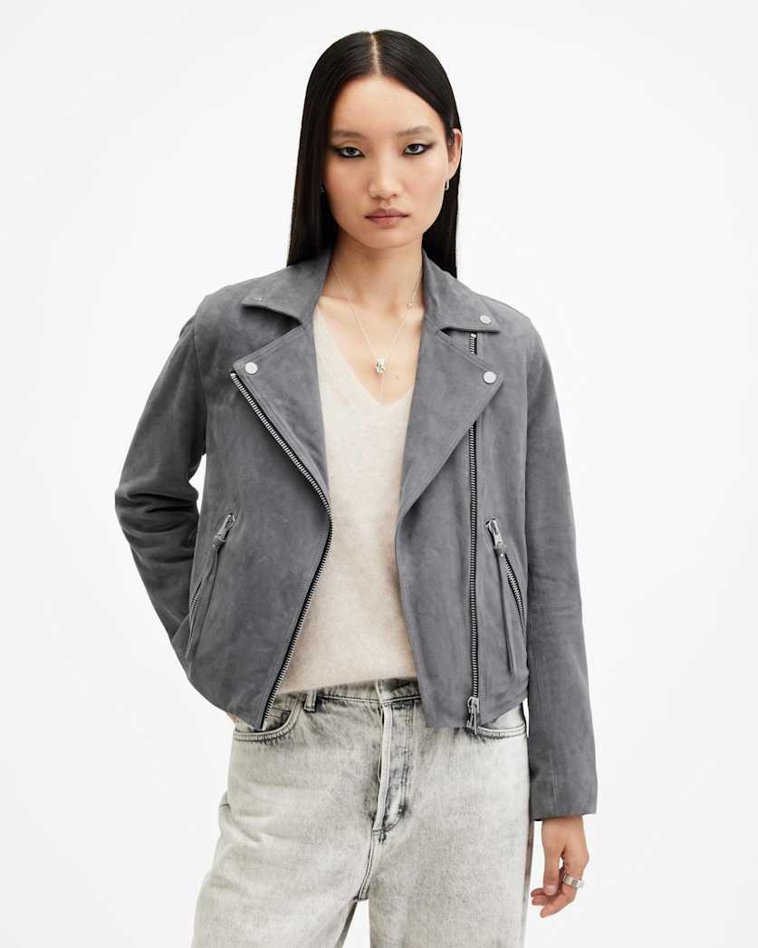 Dalby Slim Fit Suede Biker Jacket by ALLSAINTS