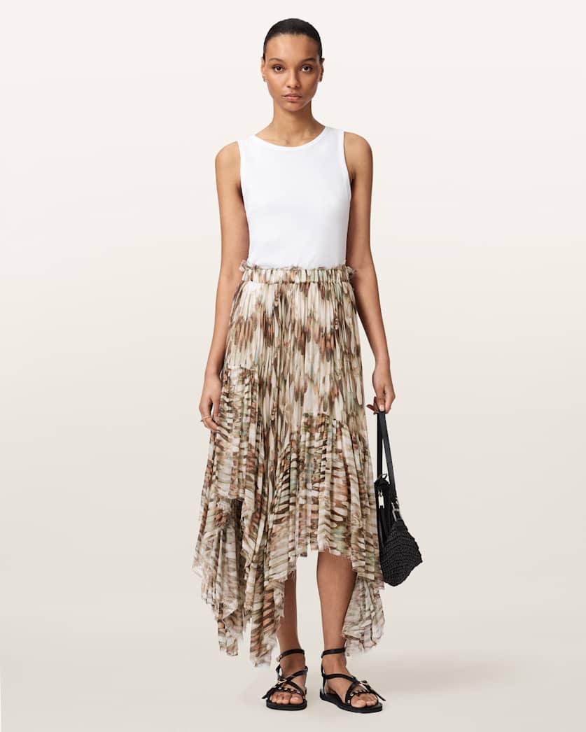 Danae Asymmetric Tiered Midi Skirt by ALLSAINTS