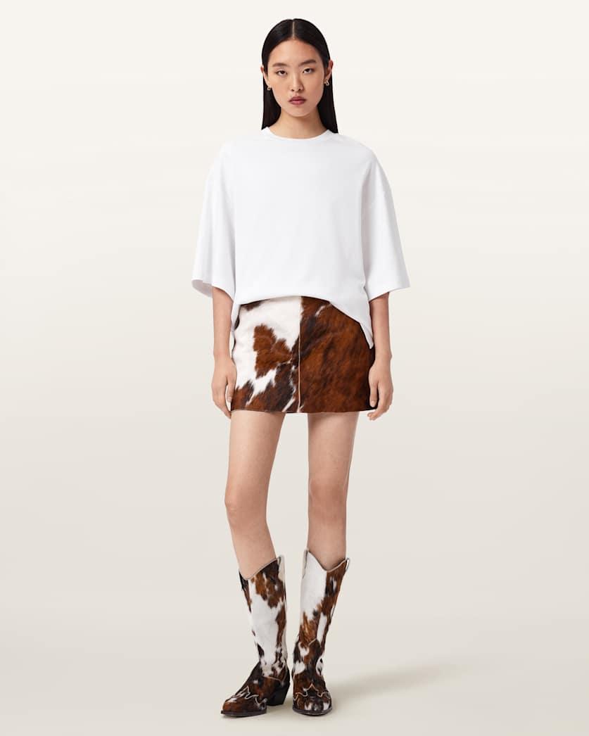 Dapple Cowhide Mini Skirt by ALLSAINTS