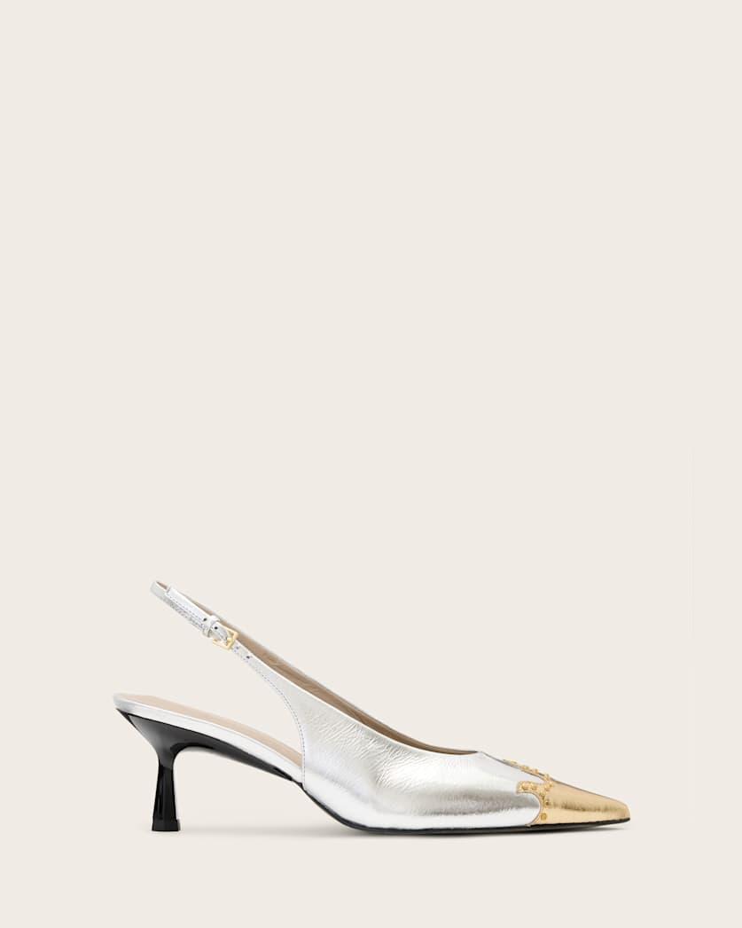 Denver Leather Slingback Heeled Shoes by ALLSAINTS