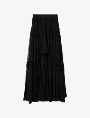 Dorina Branded-Waistband Ruched Cotton Midi Skirt by ALLSAINTS