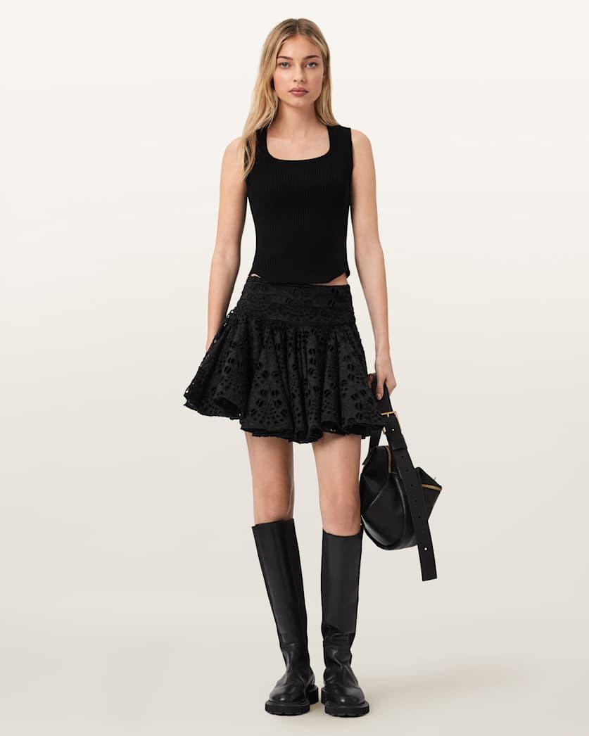 Dotty Broderie Mini Skirt by ALLSAINTS