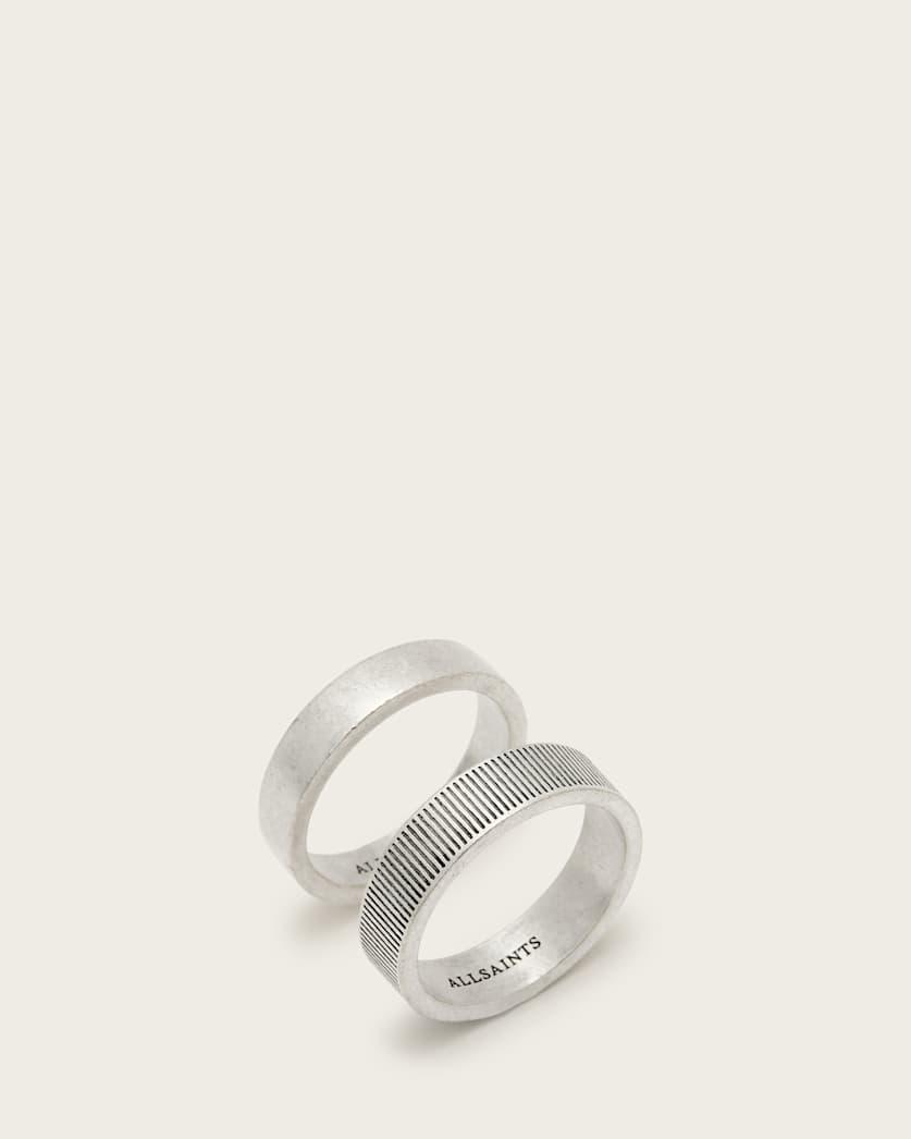 Eason Textured Sterling Silver Ring Set by ALLSAINTS
