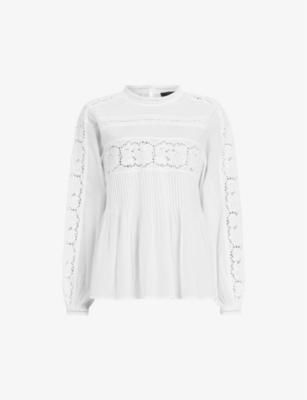 Elaia embroidered lace-trim organic-cotton top by ALLSAINTS