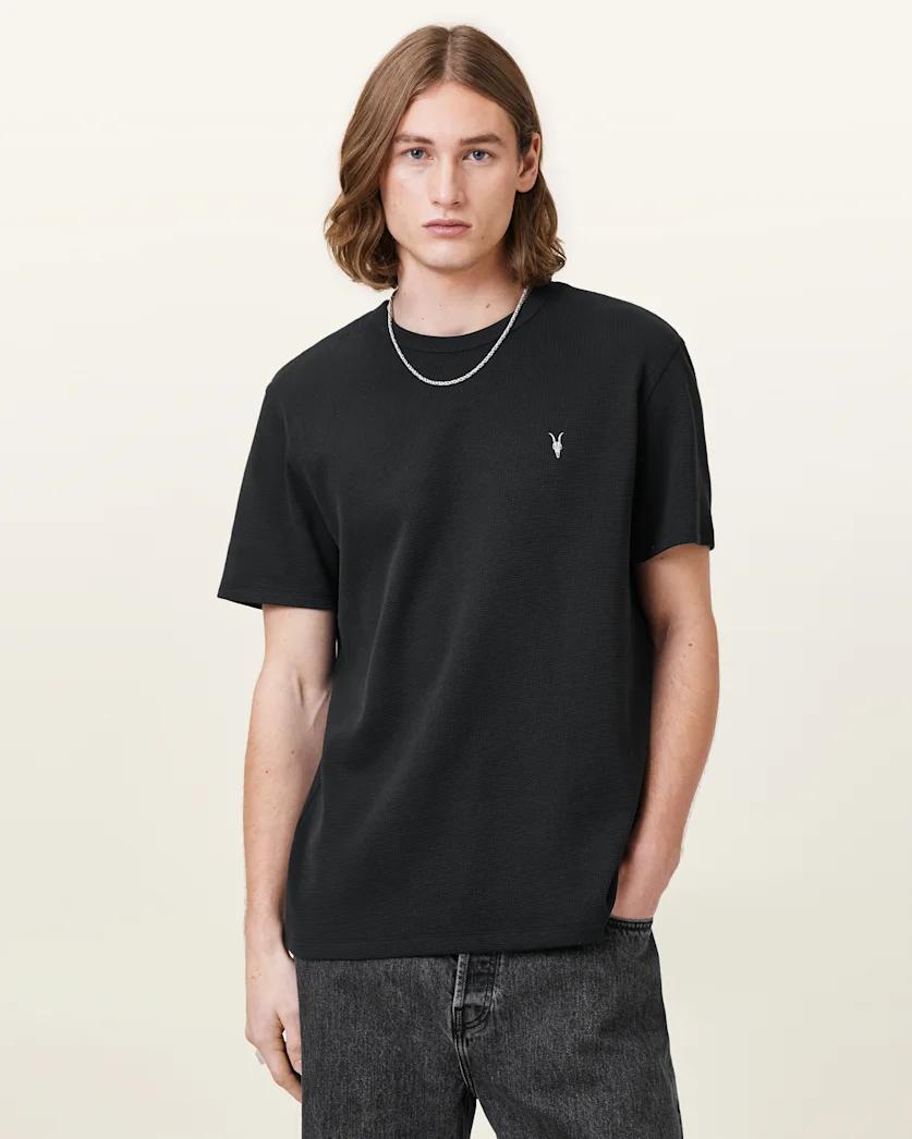 Ellis Waffle Texture Crew Neck Ramskull T-Shirt by ALLSAINTS Ellis Waffle Texture Crew Neck Ramskull T-Shirt by ALLSAINTS