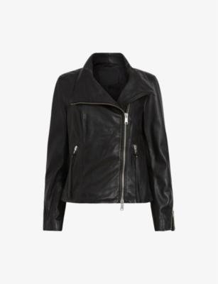 Ellis funnel-neck leather biker jacket by ALLSAINTS