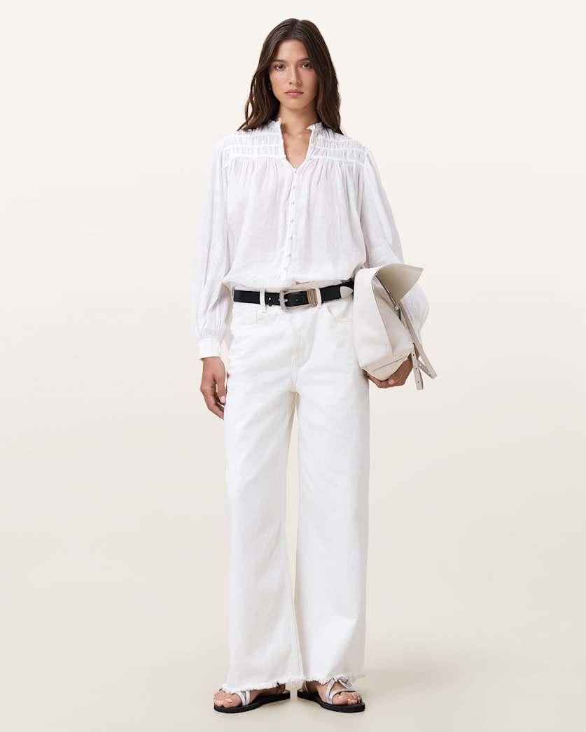 Etti White Linen Shirt by ALLSAINTS
