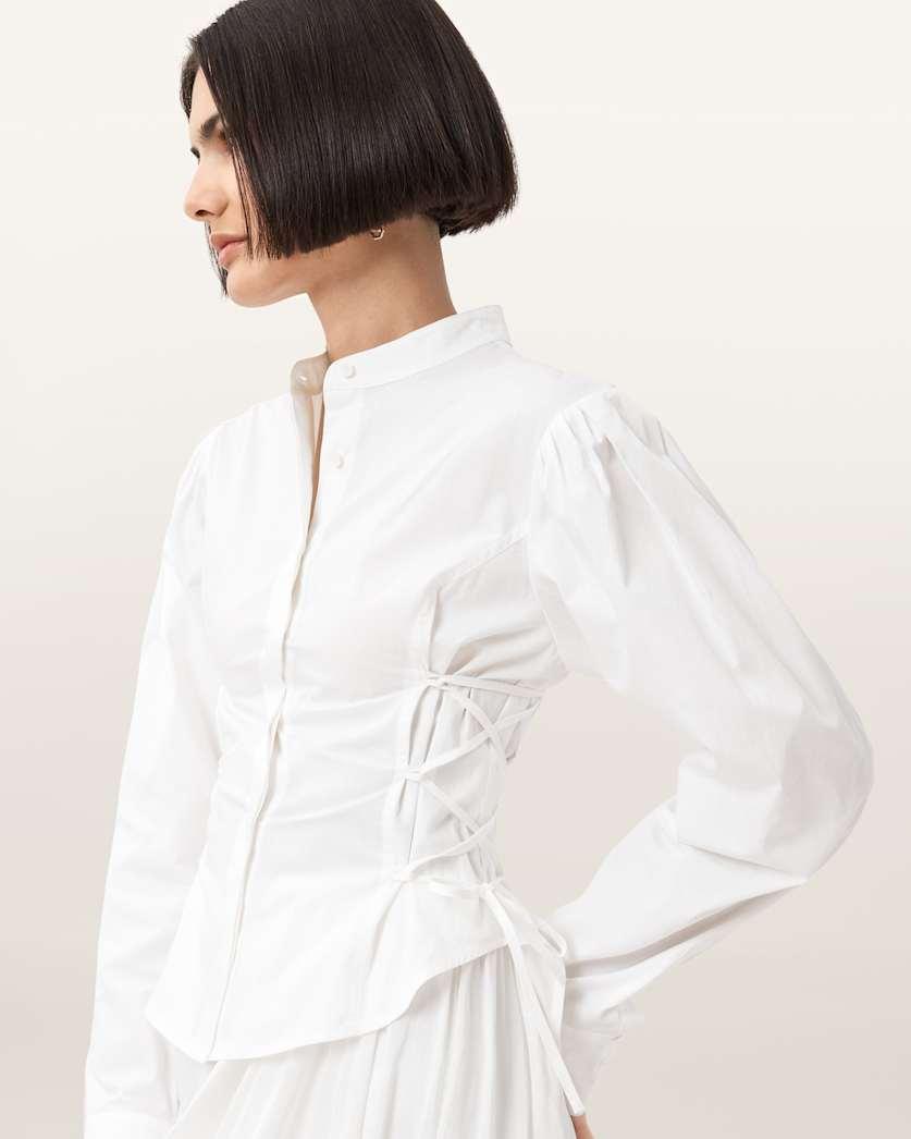 Evanna Tie Detail High Neck Shirt by ALLSAINTS