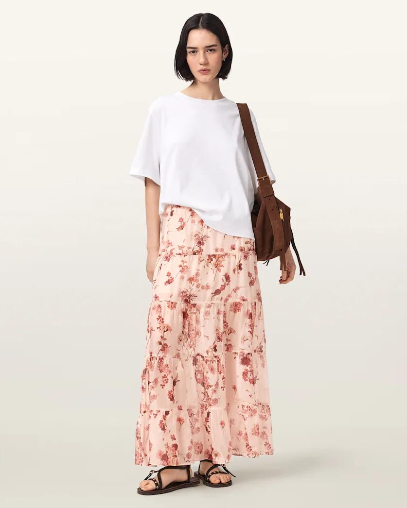 Evia Tiered Floral Maxi Skirt by ALLSAINTS