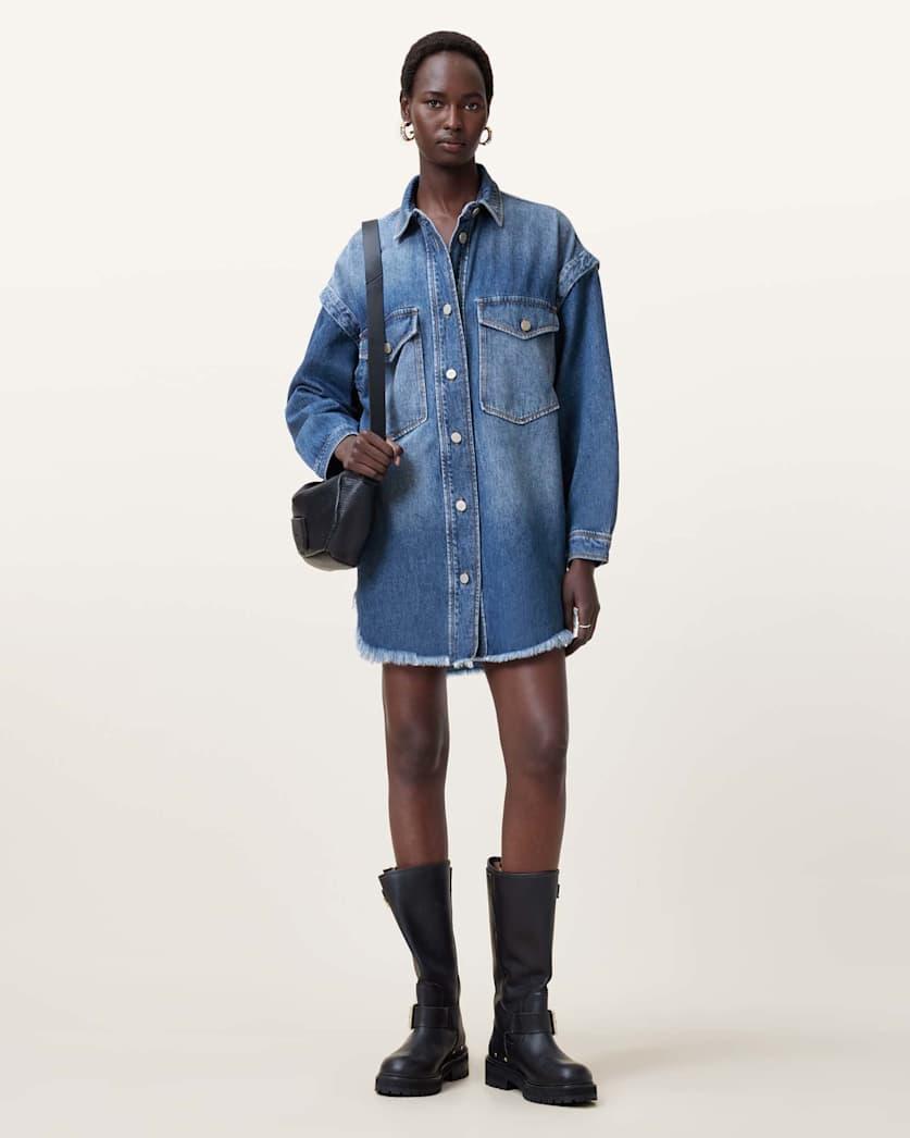 Faye Oversized Denim Shacket Dress by ALLSAINTS