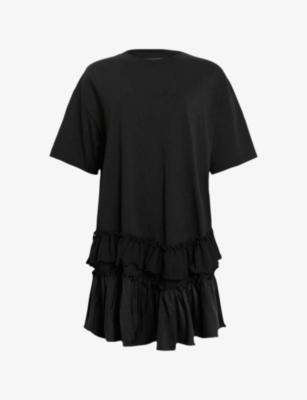 Feyre Frill-Hem Relaxed-Fit Cotton Mini Dress by ALLSAINTS