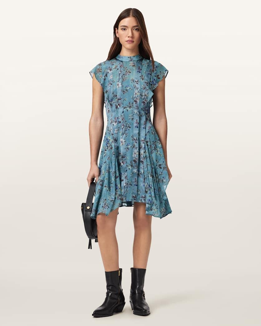 Fleur Printed Asymmetric Mini Dress by ALLSAINTS Fleur Printed Asymmetric Mini Dress by ALLSAINTS