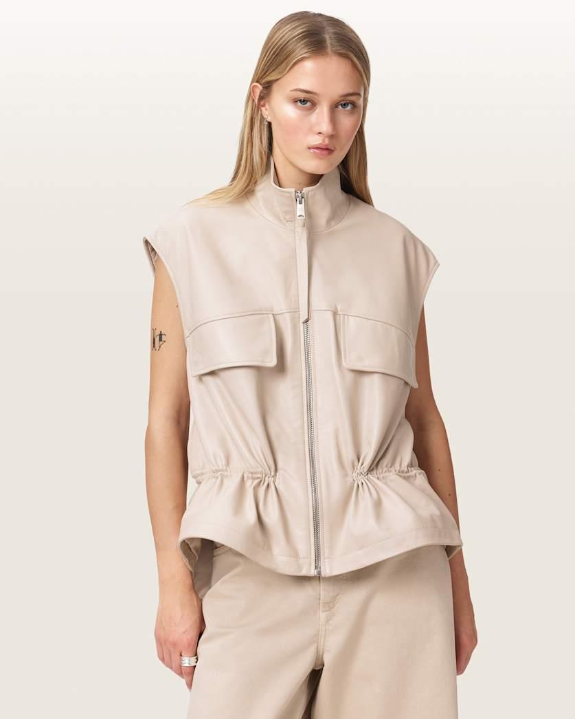 Flor Relaxed Fit Leather Gilet by ALLSAINTS