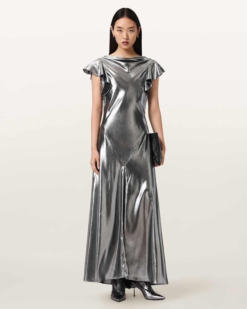 Flora Metallic Maxi Dress by ALLSAINTS