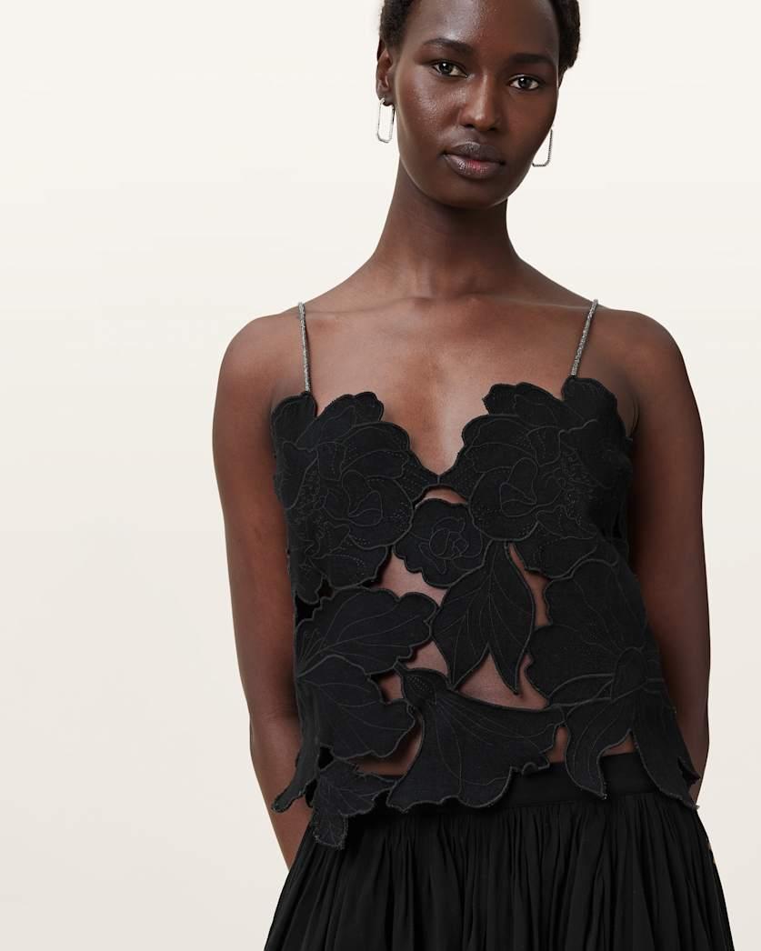 Flora V-Neck Embroidered Top by ALLSAINTS