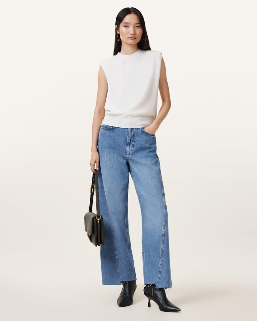 Fox Asymmetric Hem Wide Leg Denim Jeans by ALLSAINTS