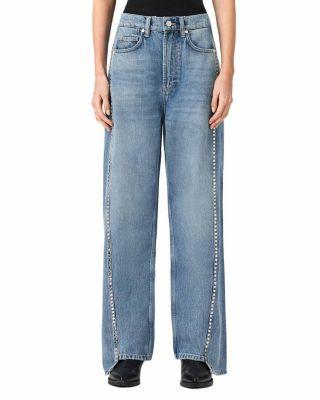 Frankie Mid Rise Studded Jeans in Vintage Indigo by ALLSAINTS