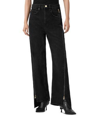 Frankie Zip High Rise Jeans in Washed Black by ALLSAINTS