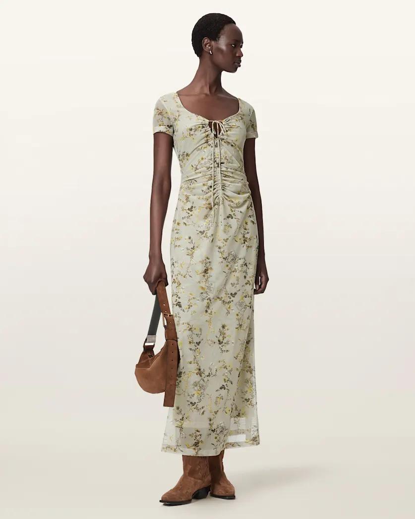 Gabby Floral Print Mesh Maxi Dress by ALLSAINTS