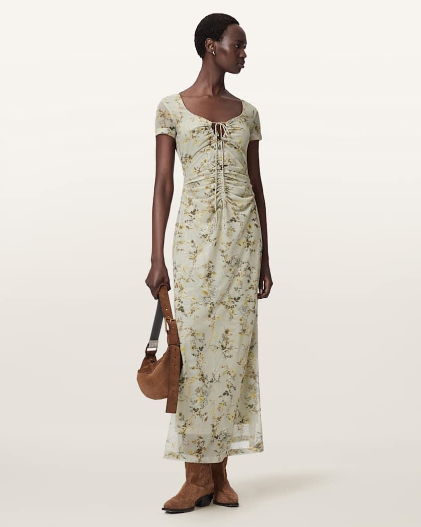 Gabby Floral Print Mesh Maxi Dress by ALLSAINTS