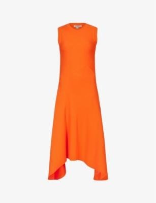 Gia ribbed asymmetric-hem stretch-cotton midi dress by ALLSAINTS