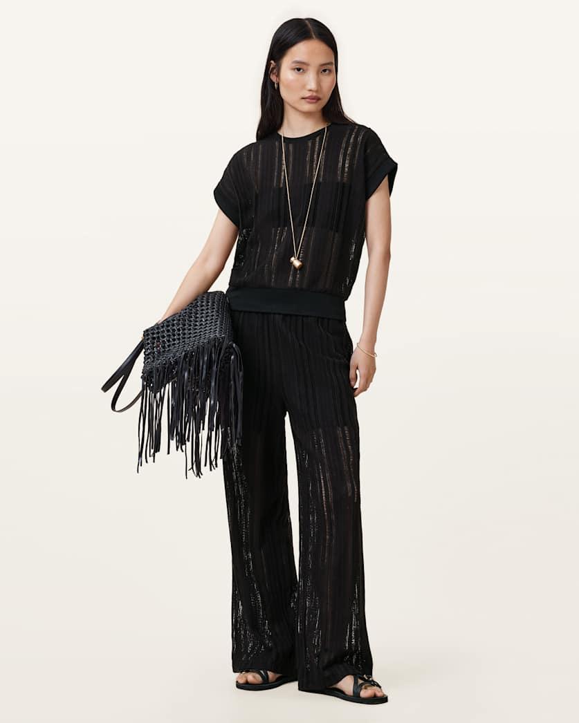 Giana Crochet Ladder Wide Leg Trousers by ALLSAINTS