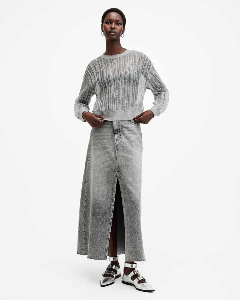 Giana Long Sleeve Open Knit Sweatshirt by ALLSAINTS