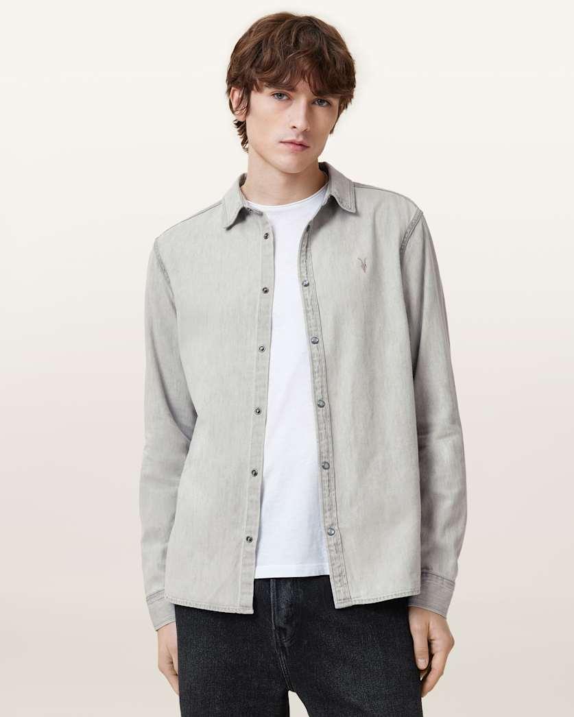 Gleason Press Stud Ramskull Denim Shirt by ALLSAINTS