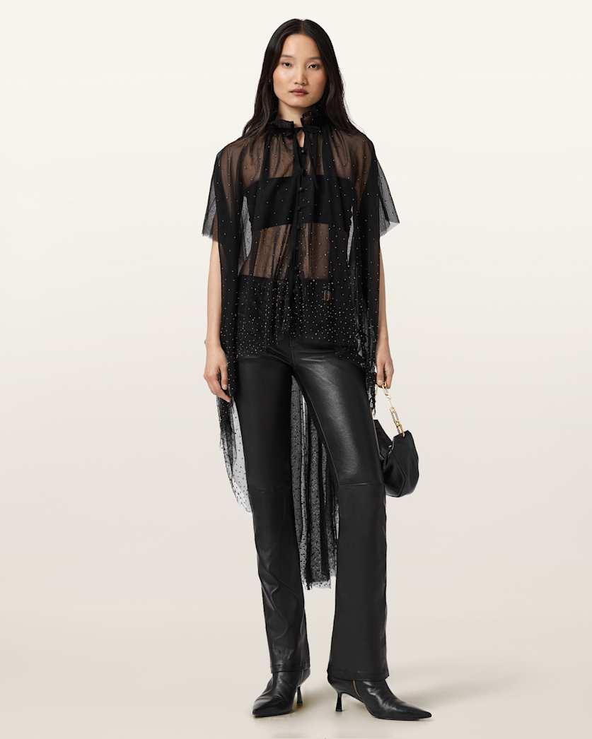 Haldan Leather Bootcut Trousers by ALLSAINTS