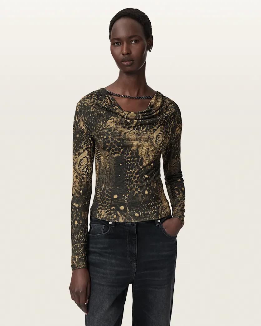 Hallie Cowl Neck Slim Fit Top by ALLSAINTS