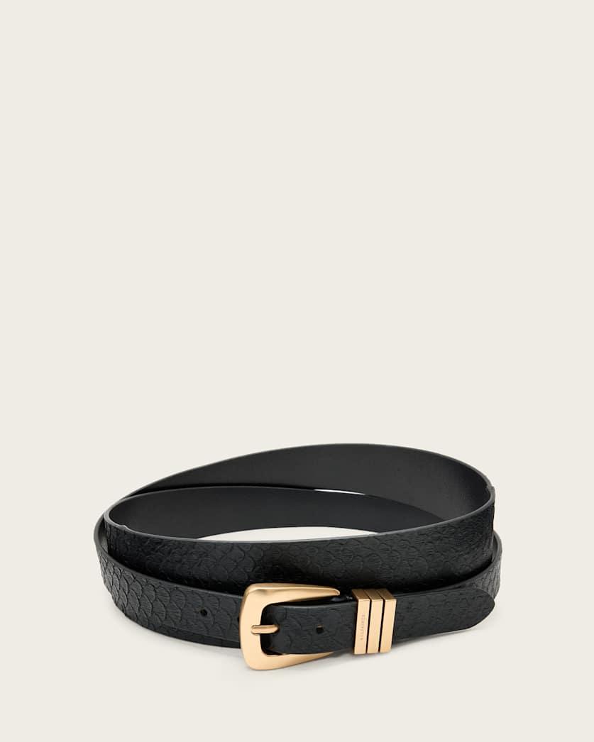 Harper Snake Effect Leather Belt by ALLSAINTS